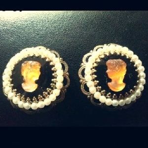 Vintage Cameo Clip-On Earrings